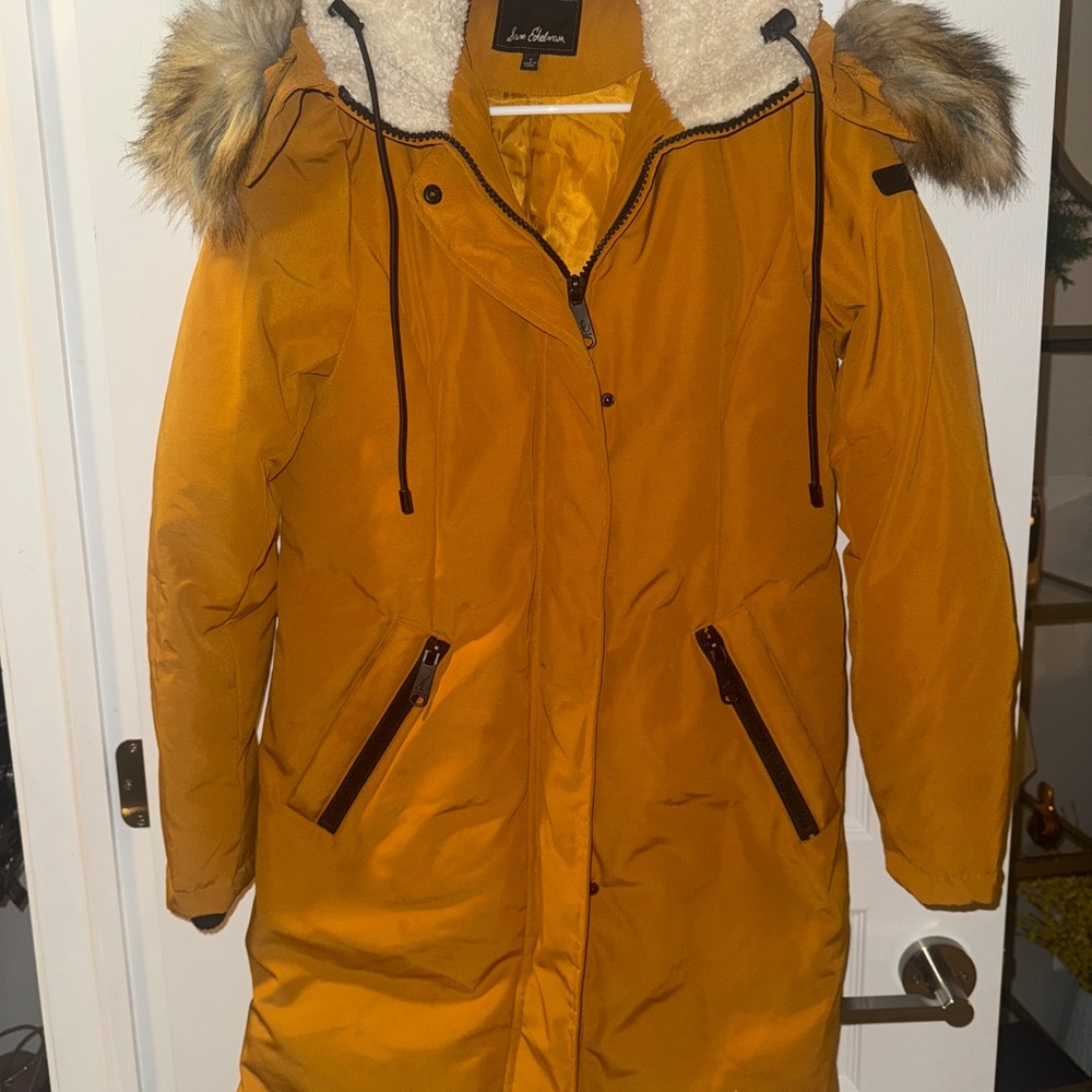 Sam Elden Mustard Bomber Jacket with Fur Hood